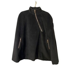 Mohito Collection  Black Sleeveless Poncho Sweater Sz 38 Asymmetrical Zip Pocket